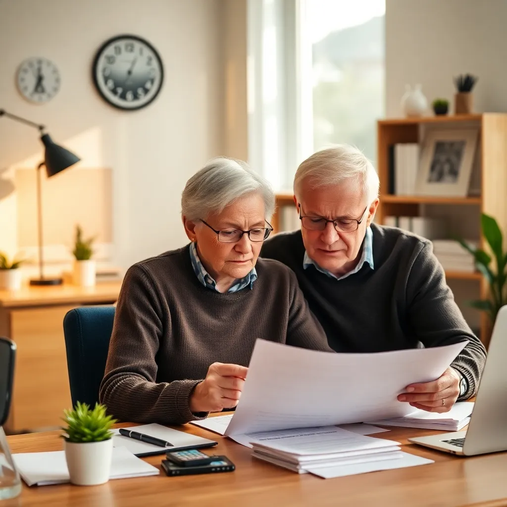 Oudere Nederlandse echtpaar bespreekt pensioensparen